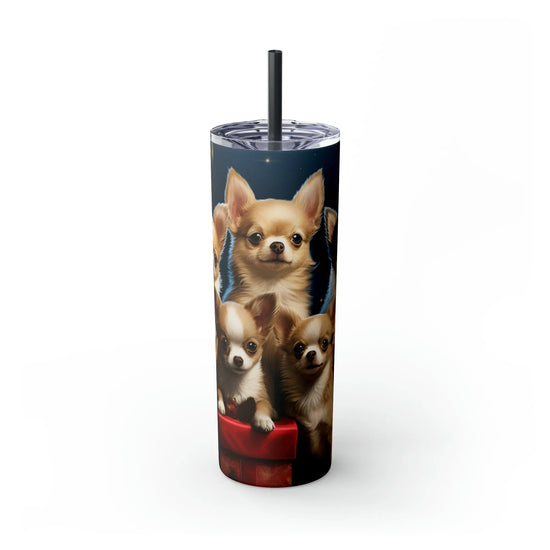 Holiday Puppy Tumbler with Straw, 20oz, Chihuahua dogs, Pet lovers cup, Fancy Tumbler, Holiday Gifts, Best gift, Travelers cup, Xmas gift The Aurora Touch