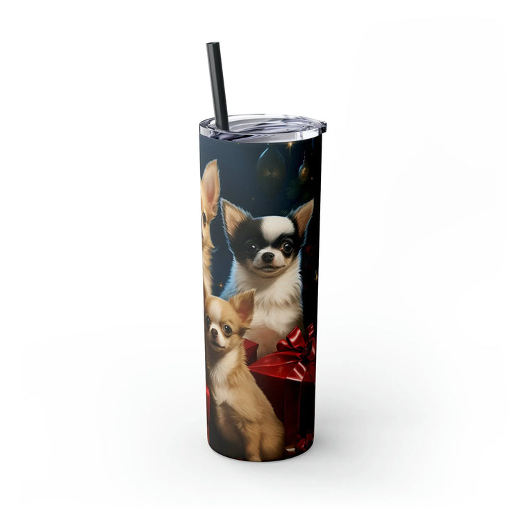 Holiday Puppy Tumbler with Straw, 20oz, Chihuahua dogs, Pet lovers cup, Fancy Tumbler, Holiday Gifts, Best gift, Travelers cup, Xmas gift The Aurora Touch