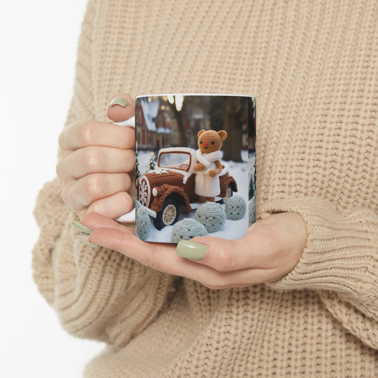 Ceramic Mug 11oz,Gingerbread Crochet, Crochet designs, Xmas mugs, Holiday Novelty items, Holiday sale, great xmas gift, Office gifts The Aurora Touch