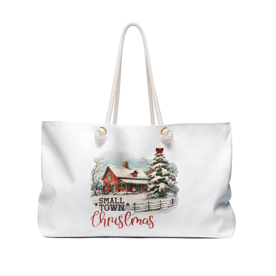 Country Xmas Weekender Bag, Holiday Tote Bag, Great Holiday Gift, Makeup Bag, Designer Bag, Holiday Art