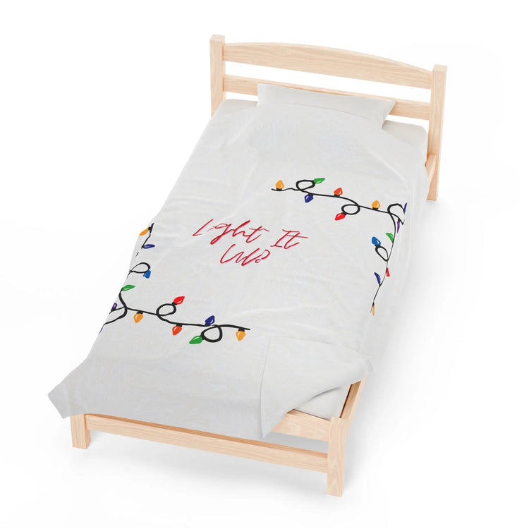 Velveteen Xmas Holiday Plush Blanket warm fuzzy bed spread covering couch festive novelty any room throw The Aurora Touch