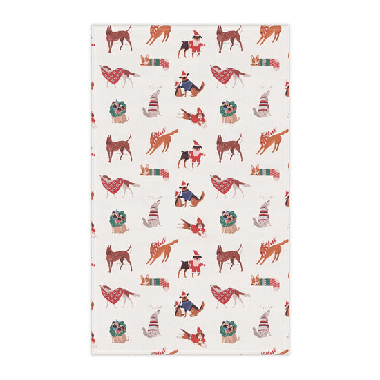 Holiday Kitchen Towel, Pet Lover Tea Towel, Room Decor, Cooking Towel, Xmas Gift - All Over Pattern Design