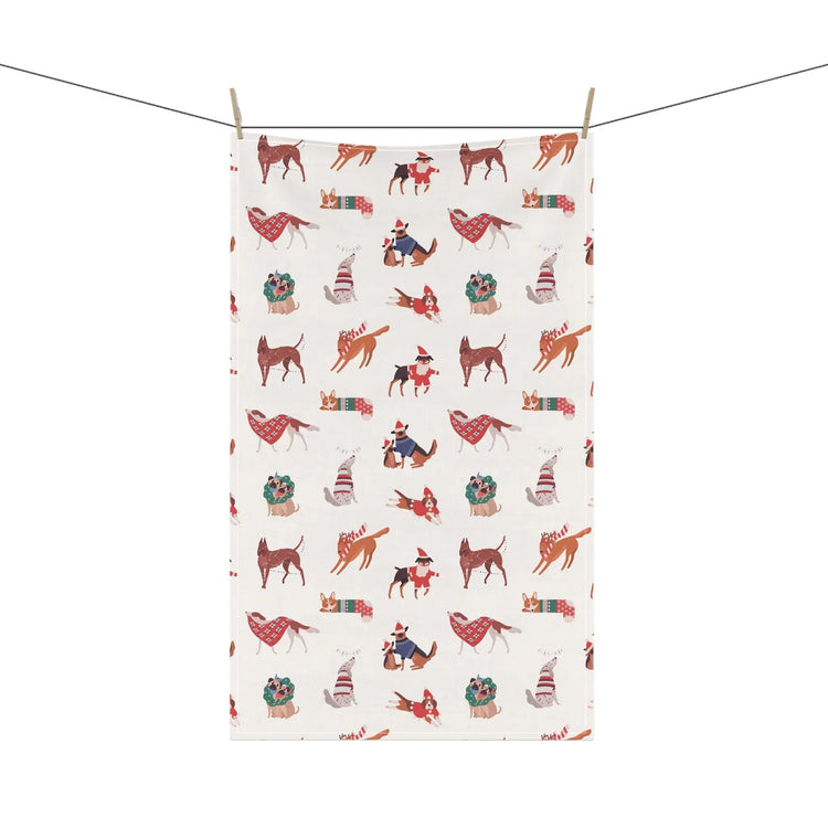 Holiday Kitchen Towel, Pet Lover Tea Towel, Room Decor, Cooking Towel, Xmas Gift - All Over Pattern Design The Aurora Touch