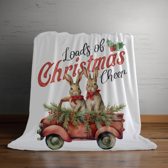 Velveteen Plush Blanket, Country Xmas farm house style decor warm holiday bunny design couch bed chair fireplace winter throw The Aurora Touch