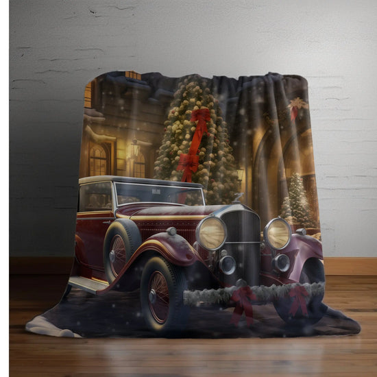 Velveteen Plush Blanket, Classic Rolls Royce Portrait, Fancy Fleece Blankets, Holiday Design Blankets, Xmas Bed Covers, Xmas Couch Decor The Aurora Touch