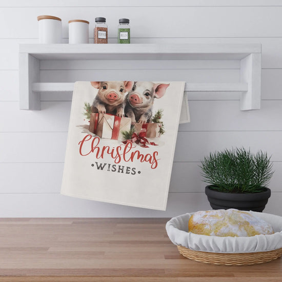 Country Xmas Kitchen Towel - Farm Style Art, Holiday Kitchen Decor, Gift for Chef, Cooking Towel, Small Xmas Gifts, Tea Towel The Aurora Touch