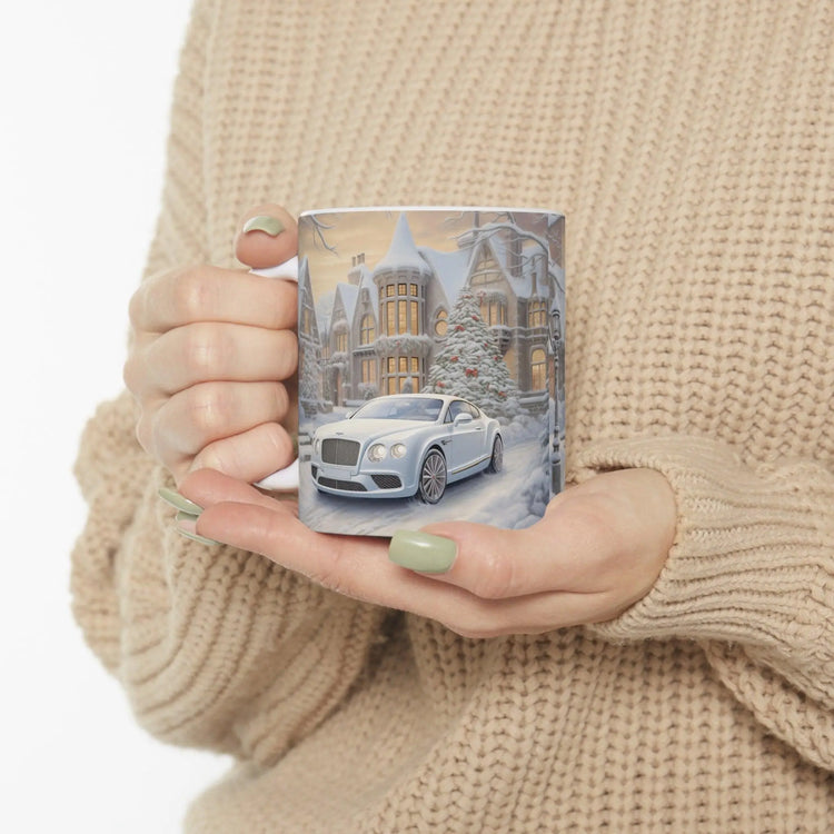 Ceramic Mug 11oz, Bentley luxury corporate holiday white Xmas theme sassy boss entrepreneur coffee beverage office fancy kitchen cup The Aurora Touch