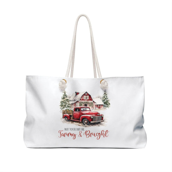 Weekender Bag, Holiday Weekend Bag, Carry On Travel Bag, Oversized Xmas Tote, Personal Item Bag, large White Tote, Xmas Novelty Tote The Aurora Touch