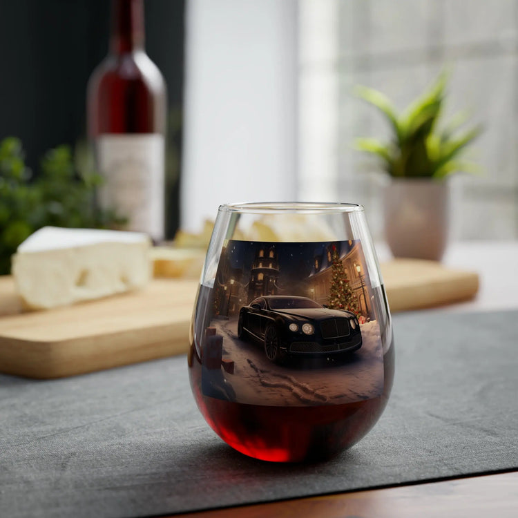 Stemless Wine Glass, 11.75oz, Black Car Portrait, Fancy Wine Glass, Designer drinking glass, Holiday Wine glass, Corporate gifts, Xmas gift The Aurora Touch