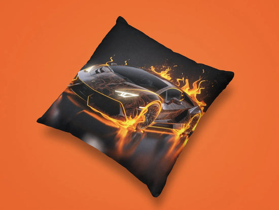 Spun Polyester Square Pillow, Hot Car Design, Sport Car Novelty item, Great gift for Teen Boy, Designer Pillow, Holiday gift, Modern gift