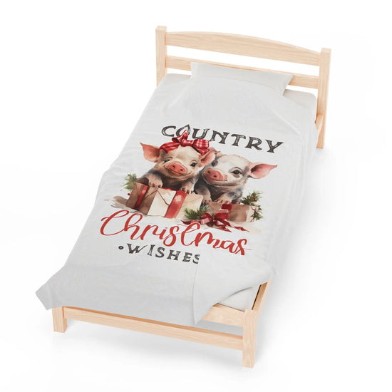 Velveteen Plush Blanket, Country Xmas Farm House Decor Fleece Warm Animal Print Throw, Cozy Winter Holiday Gift, Home Living Room Bedding The Aurora Touch