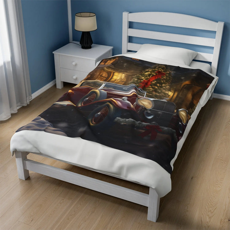 Velveteen Plush Blanket, Classic Rolls Royce Portrait, Fancy Fleece Blankets, Holiday Design Blankets, Xmas Bed Covers, Xmas Couch Decor The Aurora Touch