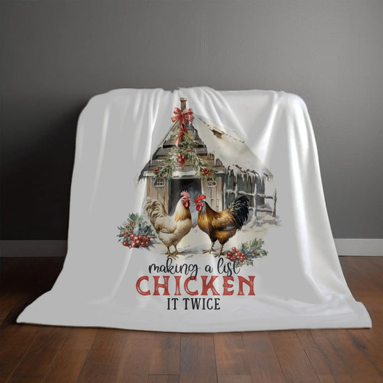 Velveteen Plush Blanket, Country style Xmas farm chicken design novelty holiday festive style couch bed travel fleece throw The Aurora Touch