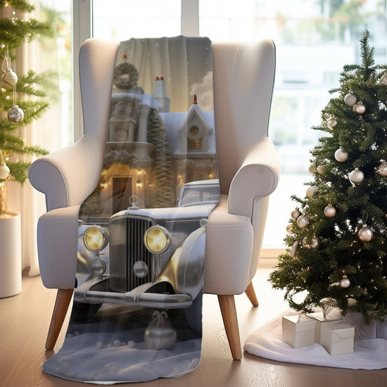 Velveteen Plush Blanket, Classic Car Design luxury stylish designer xmas holiday soft bedroom TV room fleece couch chair throw