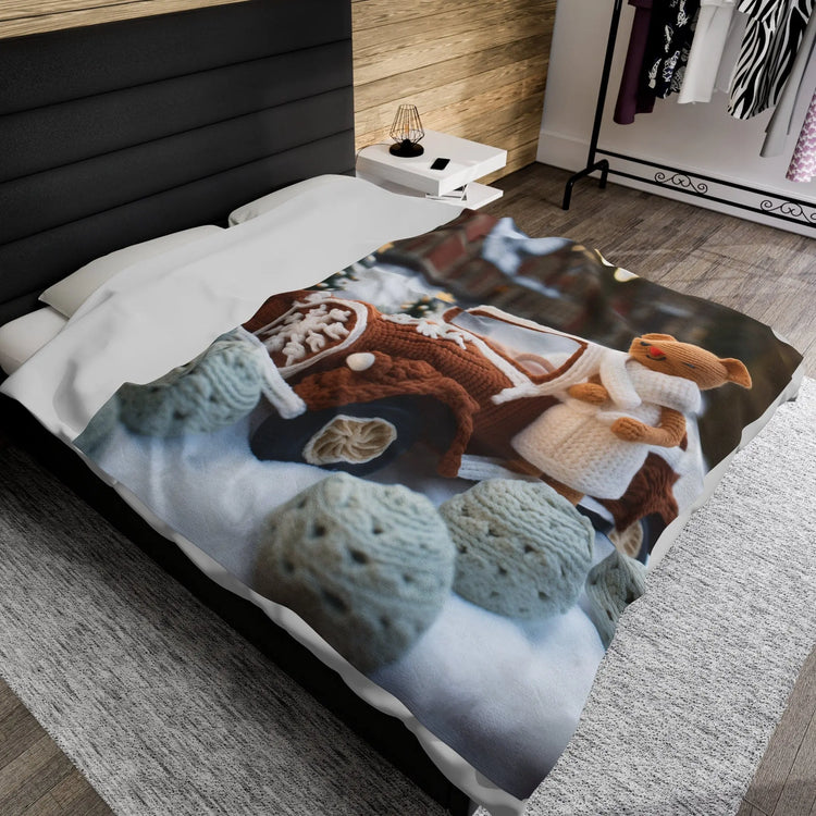 Cozy Velveteen Plush Crochet Blanket - Perfect Child&