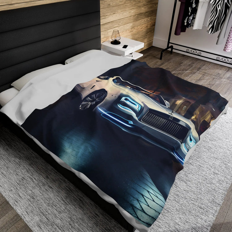 Velveteen Plush Blanket, Rolls-Royce warm cozy fancy modern entrepreneur luxury designer soft fleece throw style decor blanket The Aurora Touch