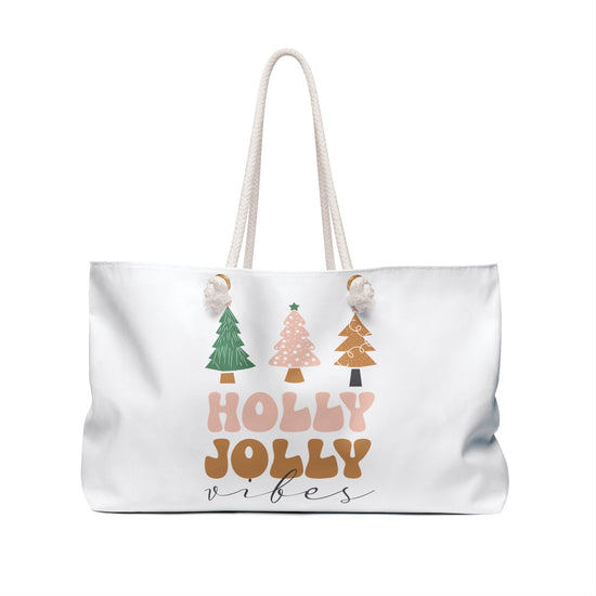 Winter Holiday Weekender Bag - Oversized Personal Tote for Xmas Travel, Large Carryall Teacher Bag, Student Book Bag