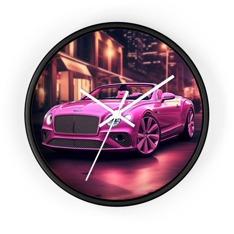 Wall Clock, Pink Bentley exotic vibrant fancy Barbie car design for bedroom hallway living room office upscale luxury wall art home decor The Aurora Touch