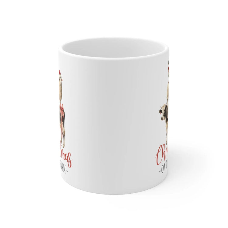 Ceramic Mug 11oz, White Country Xmas mug, Holiday Tea Mug, Novelty Coffee Mug, Xmas mug, Office Mug, Great Xmas gift The Aurora Touch