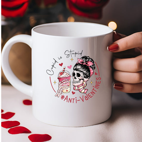 Ceramic Mug 11oz, AntiValentine Mug, Pink White Coffee Mug, BBF Valentine gift, Valentine Hater Mug, Humorousn Mug, Expressive Mug
