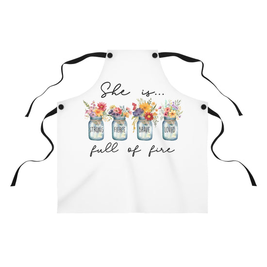 Stylish Positive Powerful Message Apron, Cooking with Style Floral Print Design, Gift for Her