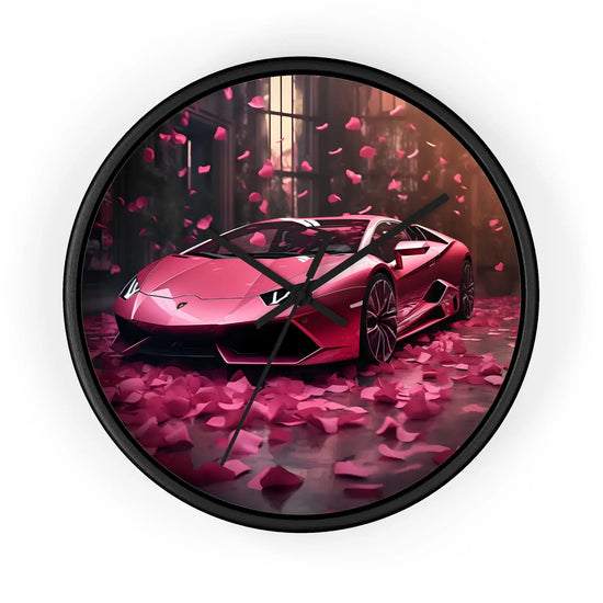 Wall Clock, Hot Pink Lamborghini modern stylish wall art room decor great gift for car lover The Aurora Touch