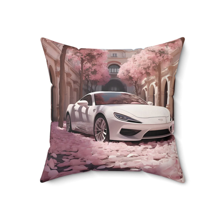 Spun Polyester Square Pillow, white exotic Lamborghini chic modern artwork stylish couch bed dorm room cushion entryway throw pillow display