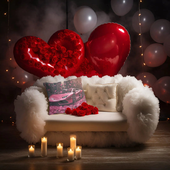 Spun Polyester Square Pillow, Hot Pink Pillow, Valentine Day Pillow, Pink Lamborghini Art, Couch Pillow, Bedroom pillow, Modern Throw Pillow