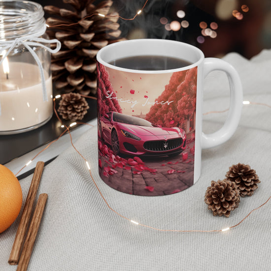 Ceramic Mug 11oz, Personalized Valentines Mug, Hot Pink Maserati, Exotic Car designs, Gift for the Car Lover, Boss Coffee Mug, Luxury Mug