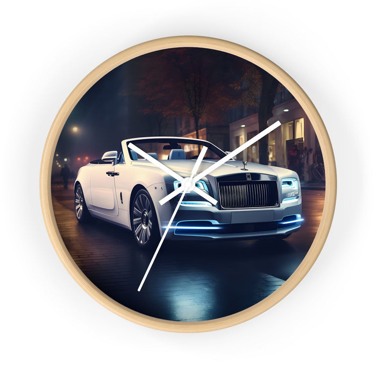 Wall Clock, Rolls-Royce white stylish timepiece fancy luxury high-end designer room decor Wall Clock