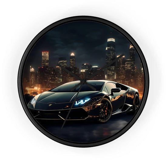 Wall Clock, Black Lamborghini exotic fancy sexy entrepreneur bachelor home wall room decor gift