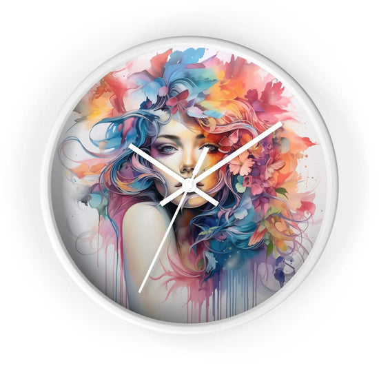 Wall Clock, Cool AI modern day home office restaurant beauty salon colorful female art wall clock design