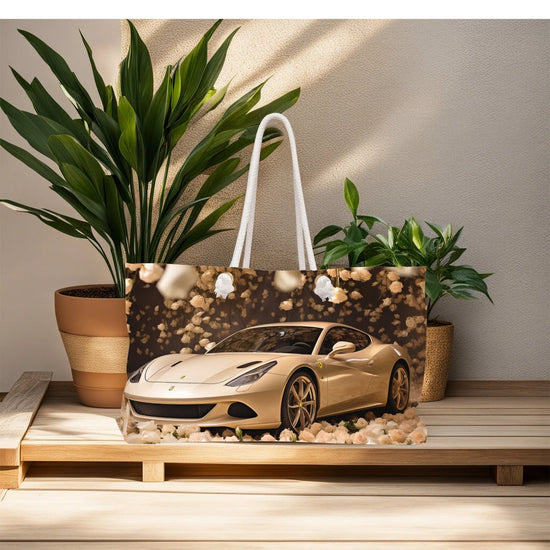 Ferrari Creme Weekender Bag, Fancy Girl Designer Overnight Carry-on, Great Gift, Large Travel Tote The Aurora Touch