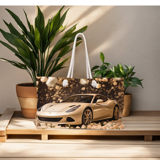 Ferrari Creme Weekender Bag, Fancy Girl Designer Overnight Carry-on, Great Gift, Large Travel Tote
