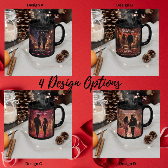 11oz Black Mug (a), Valentines personalized mug, Love inspired sweetheart couple design beverage cup great for partners