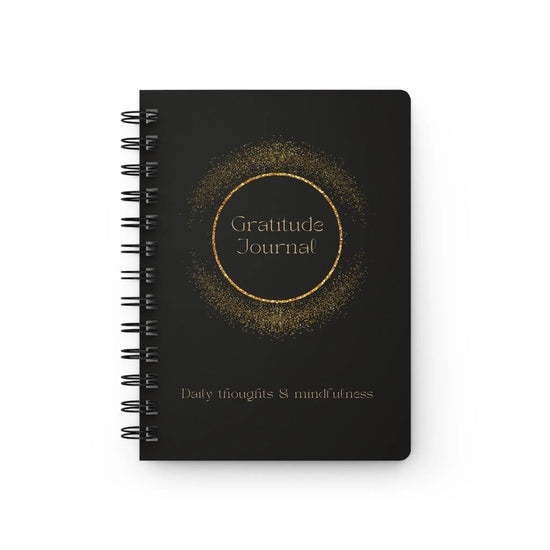 Spiral Bound Journal, black and gold gratitude empowering personal inspirational thoughtful handwriting Notebook The Aurora Touch