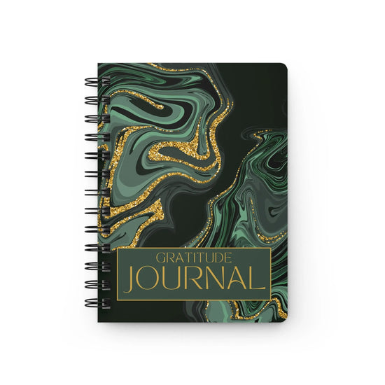 Spiral Bound Journal, Beautiful stylish gratitude meditation marble green everyday tracking designer notepad notebook dairy thoughtful gift The Aurora Touch