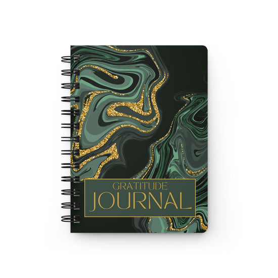 Spiral Bound Journal, Beautiful stylish gratitude meditation marble green everyday tracking designer notepad notebook dairy thoughtful gift