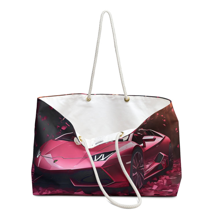 Pink Lamborghini Weekender Bag, Stylish Travel Bag, Carry on Purse, Designer Luxury Bag, Large Tote Bag for Women, Weekend Getaway Overnight The Aurora Touch