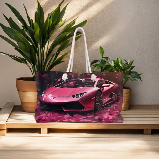 Pink Lamborghini Weekender Bag, Stylish Travel Bag, Carry on Purse, Designer Luxury Bag, Large Tote Bag for Women, Weekend Getaway Overnight The Aurora Touch