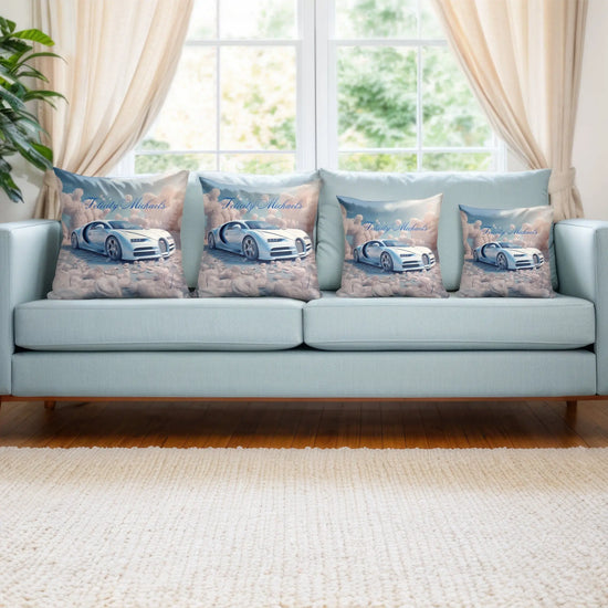 Spun Polyester Square Pillow, personalized pretty stylish Bugatti custom designer couch and bed accent throw pillow. The Aurora Touch