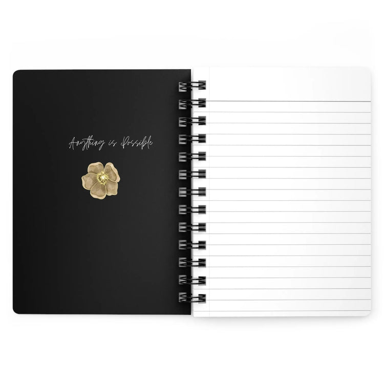 Spiral Bound Journal, Black and Gold Journal, Motivational Journal, Gold Flower Notebook, Stylish writing Notebook, Spiral Notepad The Aurora Touch