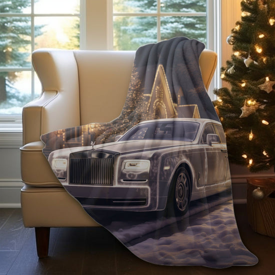 Velveteen Plush Blanket, Luxury Rolls Royce Soft Cozy Bedroom Decor Boy Gift Man Cave Blanket, Xmas Holiday Bed Blanket