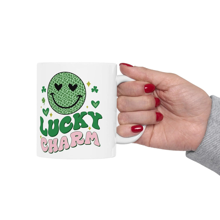 Ceramic Mug 11oz, Lucky charm mug, St. Pattys Day coffee cup, Cute Green Holiday Mug, Special Someone gift, Adorable Novelty tea cup