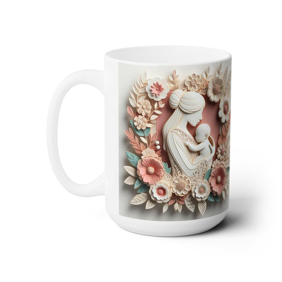 Ceramic Mug 15oz, Madonna and Child beautiful pastel floral mother baby coffee tea decorative baby shower gift