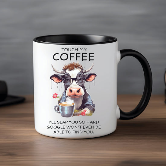 Colorful Mugs, 11oz, Funny sarcastic saying humorous cow print portrait kitchen decor coffee hot tea cup silly gift
