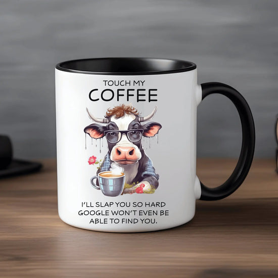 Colorful Mugs, 11oz, Funny sarcastic saying humorous cow print portrait kitchen decor coffee hot tea cup silly gift