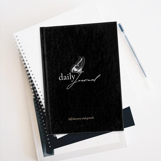Journal - Ruled Line, Daily Minimalist black and white simple butterfly daily affirmation notebook dream diary for school work and personal