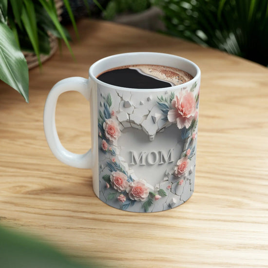 Mom 3D Floral Ceramic Mug 11oz | Precious Everyday Coffee & Tea Cup | Perfect Gift for Mom | Floral Coffee Mug The Aurora Touch