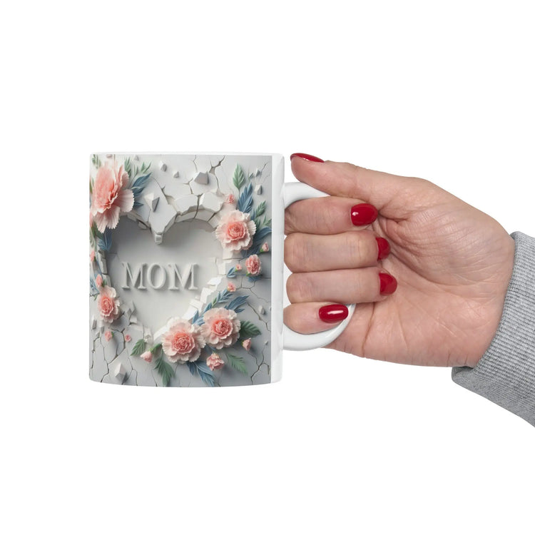 Mom 3D Floral Ceramic Mug 11oz | Precious Everyday Coffee & Tea Cup | Perfect Gift for Mom | Floral Coffee Mug The Aurora Touch